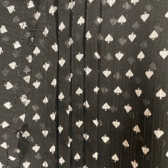 L’Agence Tabitha Black White Spade Print Ruffle Front Blouse Top Size Medium - Picture 7 of 11